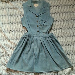 Tobi Light Blue Denim Side Slit Spring Dress